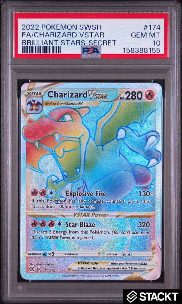 PSA 10 Charizard Vstar 174/172 Brilliant Stars Rainbow Rare Secret POKEMON