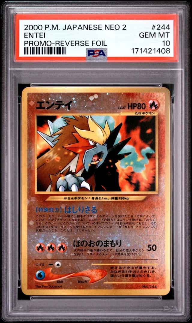 PSA 10 Entei Reverse Holo 244 Neo 2 Promo Japanese Pokemon
