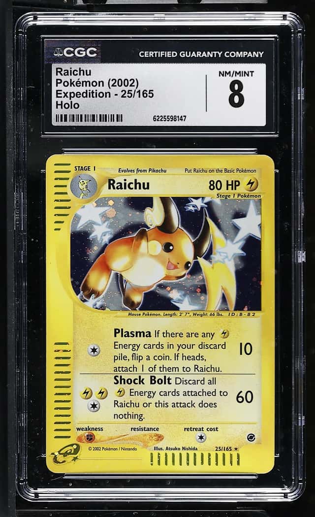 Pokémon Raichu 2002 Expedition 25/165 Holo CGC 8