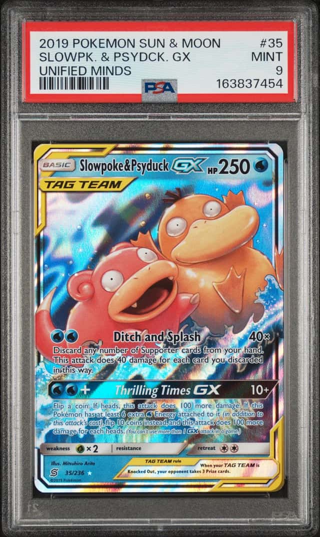 POKEMON SLOWPK. & PSYDCK. GX 2019 S&M UNIFIED MINDS #35 PSA 9