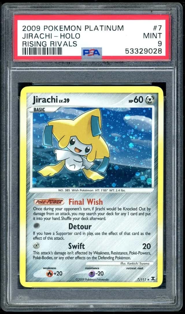 2009 POKEMON JIRACHI-HOLO RISING RIVALS PLATINUM #7 PSA 9