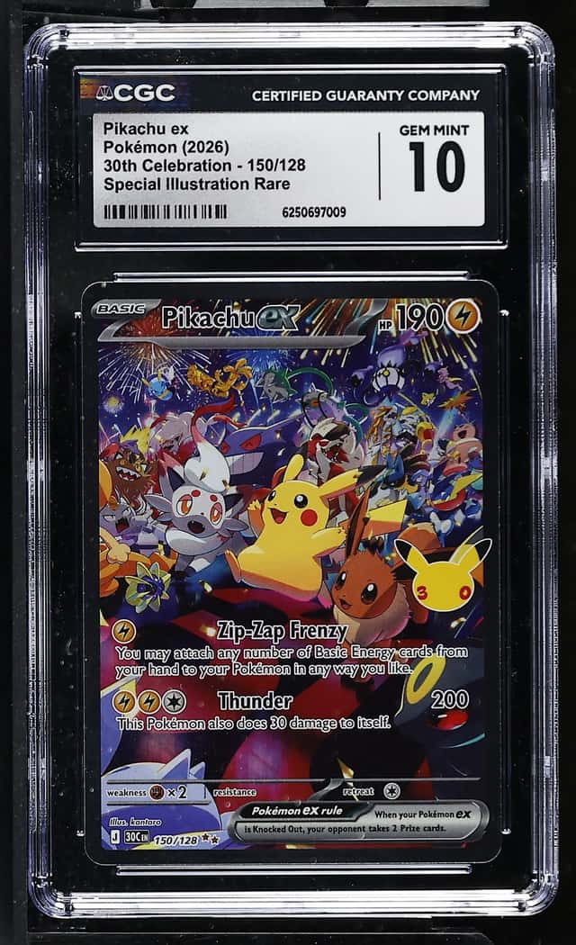 The Pokémon Company Pikachu ex 150/128 30th Celebration Holo SIR Eng CGC 10