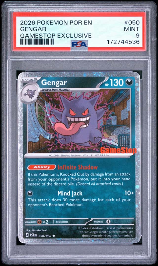 2026 POKEMON POR EN-PERFECT ORDER GAMESTOP EXCLUSIVE #050 GENGAR PSA 9
