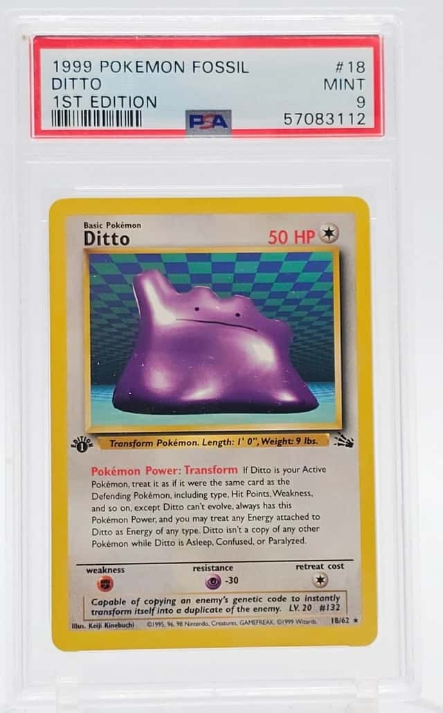 DITTO 1999 POKEMON FOSSIL 1ST EDITION 18/62 RARE PSA 9 Q7523