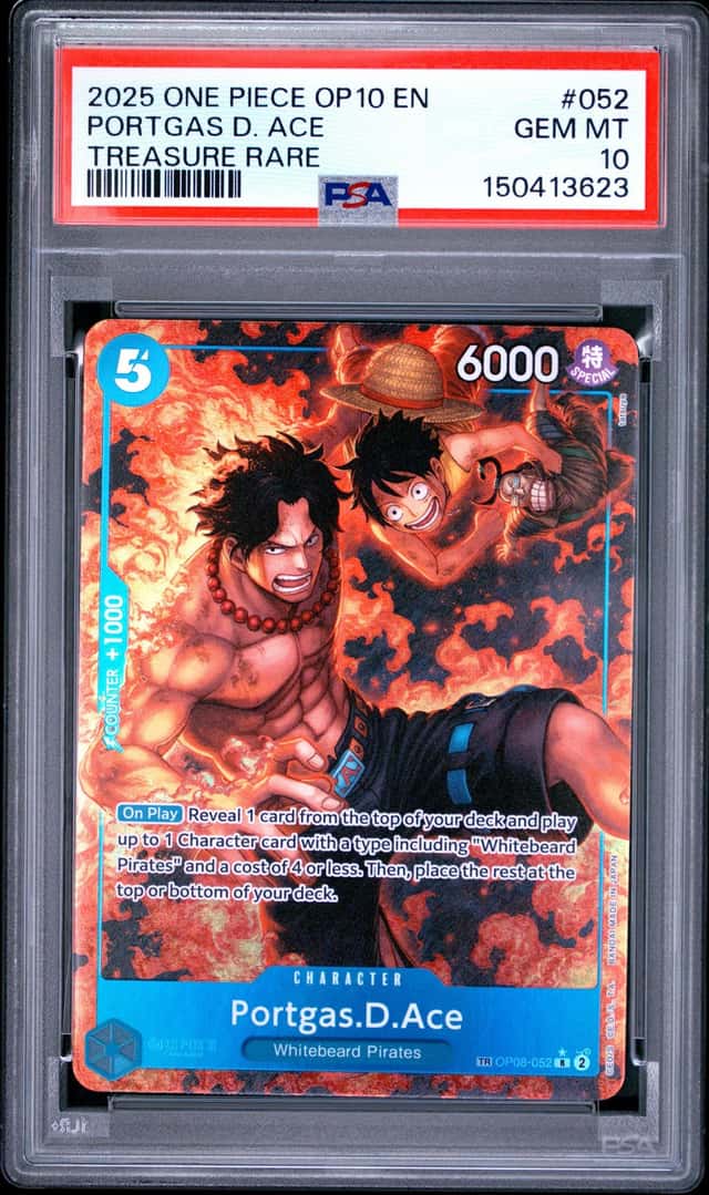 2025 One Piece Treasure Rare #052 Portgas D. Ace Gem Mint PSA 10