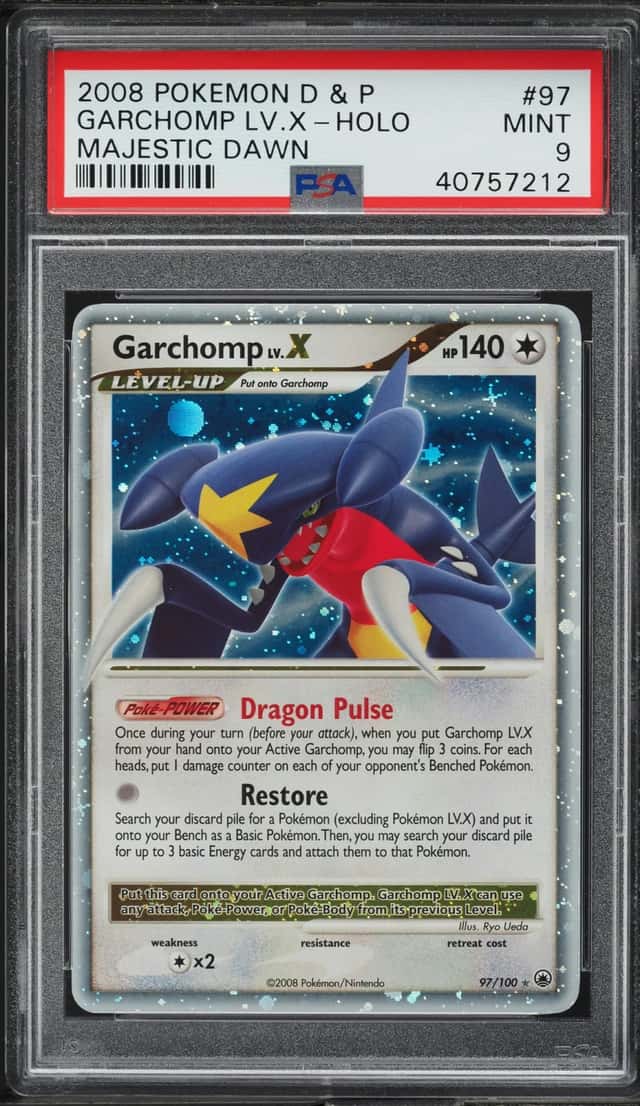 2008 Pokemon Diamond & Pearl Majestic Dawn Holo Garchomp LV.X #97 PSA 9 MINT