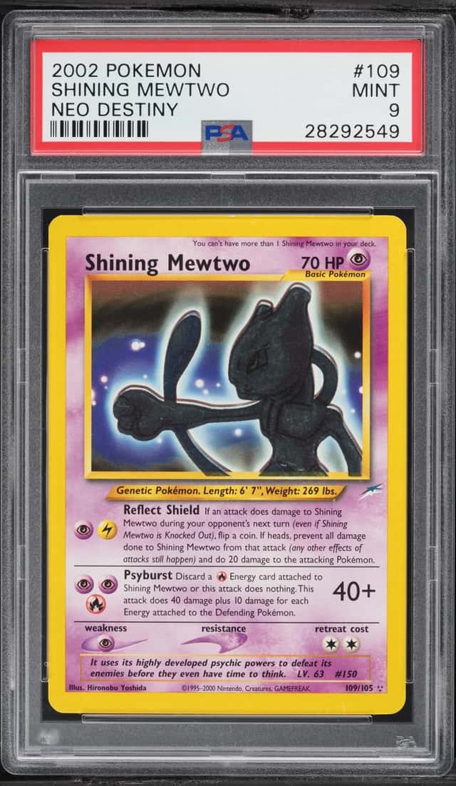 2002 Pokemon Neo Destiny Holo Shining Mewtwo #109 PSA 9 MINT