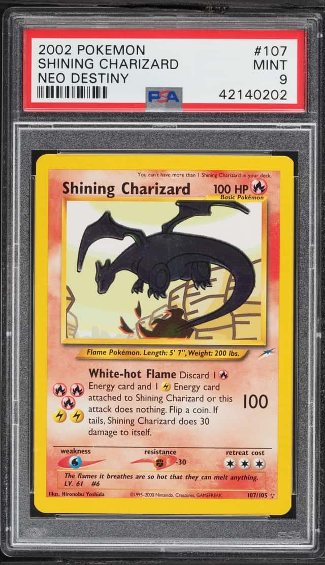 2002 Pokemon Neo Destiny Holo Shining Charizard #107 PSA 9 MINT