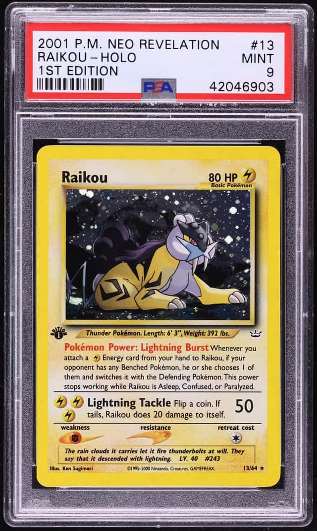 2001 Pokemon Neo Revelation 1st Edition Holo Raikou #13 PSA 9 MINT