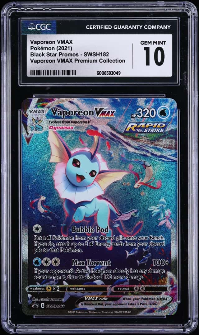 2021 Pokemon SWSH Promo Premium Collection Full Art Vaporeon VMAX #SWSH182 CGC 10 GEM MINT