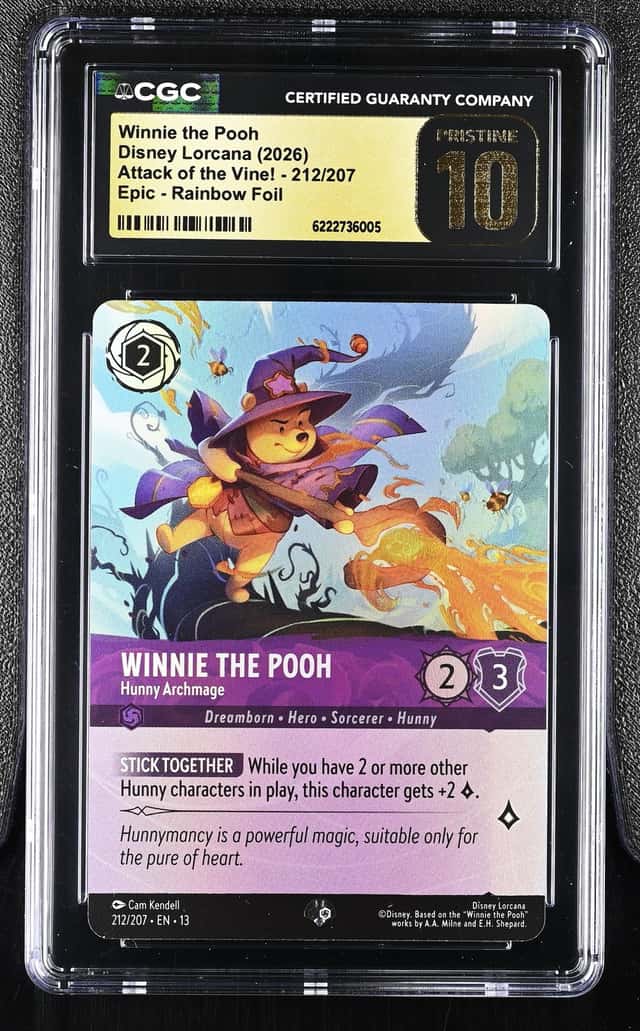 2026 Disney Lorcana Attack Of Vine Rainbow Foil Winnie The Pooh Hunny Archmage CGC 10 PRISTINE
