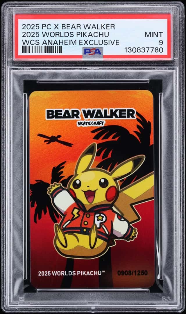 2025 Pokemon Center X Bear Walker World Championships Anaheim Exclusive Pikachu /1250 PSA 9