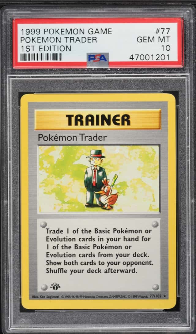 1999 Pokemon Base Set Shadowless 1st Edition Pokemon Trader #77 PSA 10 GEM MINT