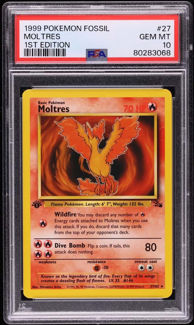 1999 Pokemon Fossil 1st Edition Moltres #27 PSA 10 GEM MINT