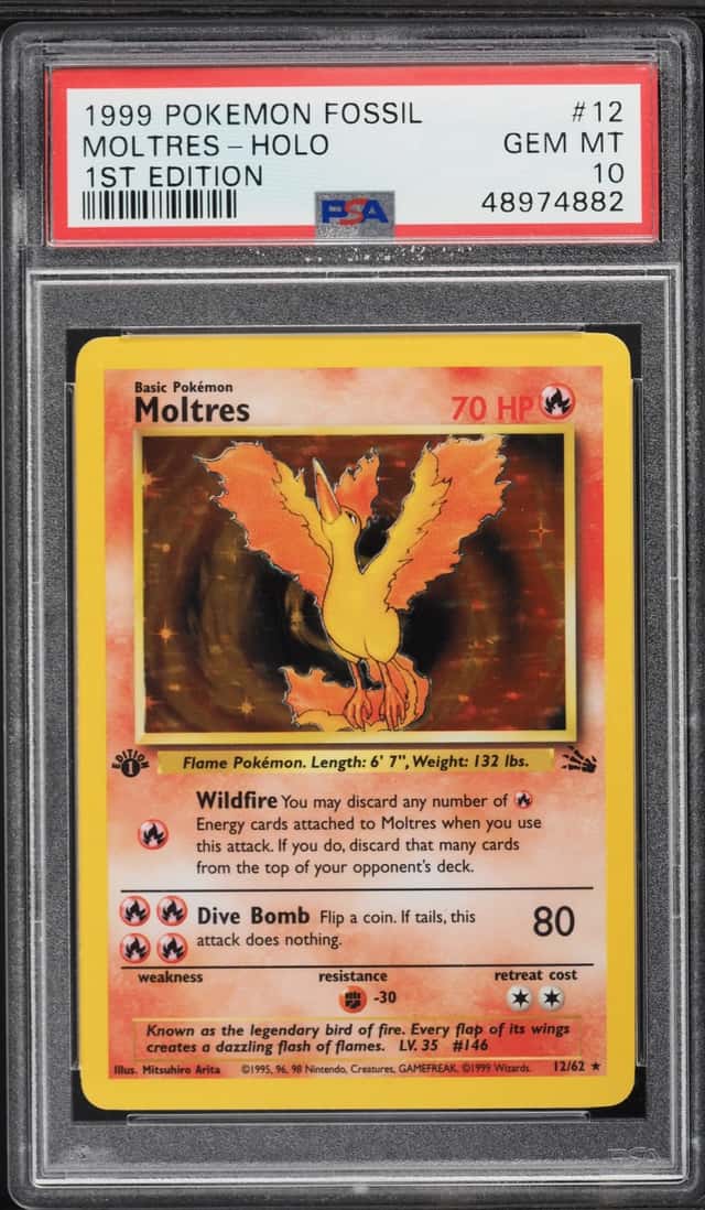 1999 Pokemon Fossil 1st Edition Holo Moltres #12 PSA 10 GEM MINT