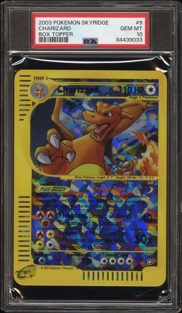 2003 Pokemon Skyridge Box Topper Crystal Charizard #9 PSA 10 GEM MINT