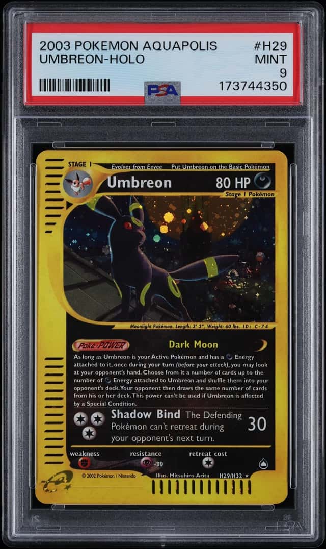 2003 Pokemon Aquapolis Holo Umbreon #H29 PSA 9 MINT