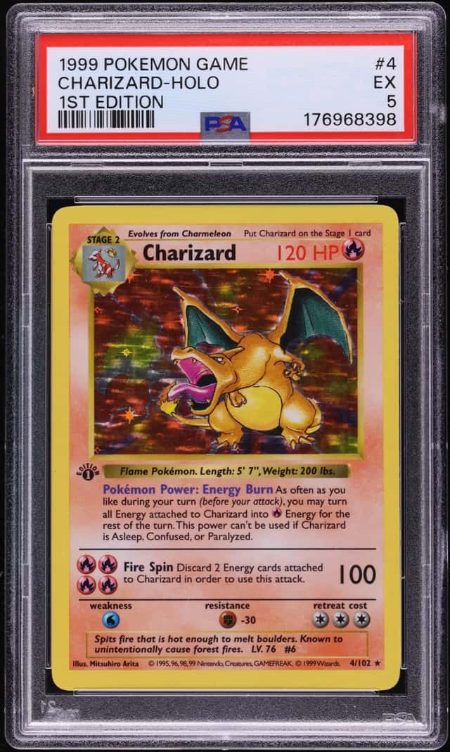 1999 Pokemon Base Set Shadowless 1st Edition Holo Charizard #4 PSA 5 EX