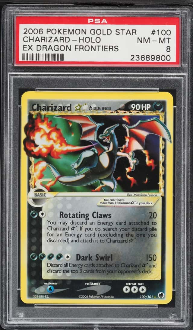 2006 Pokemon EX Dragon Frontiers Holo Charizard GOLD STAR #100 PSA 8 NM-MT