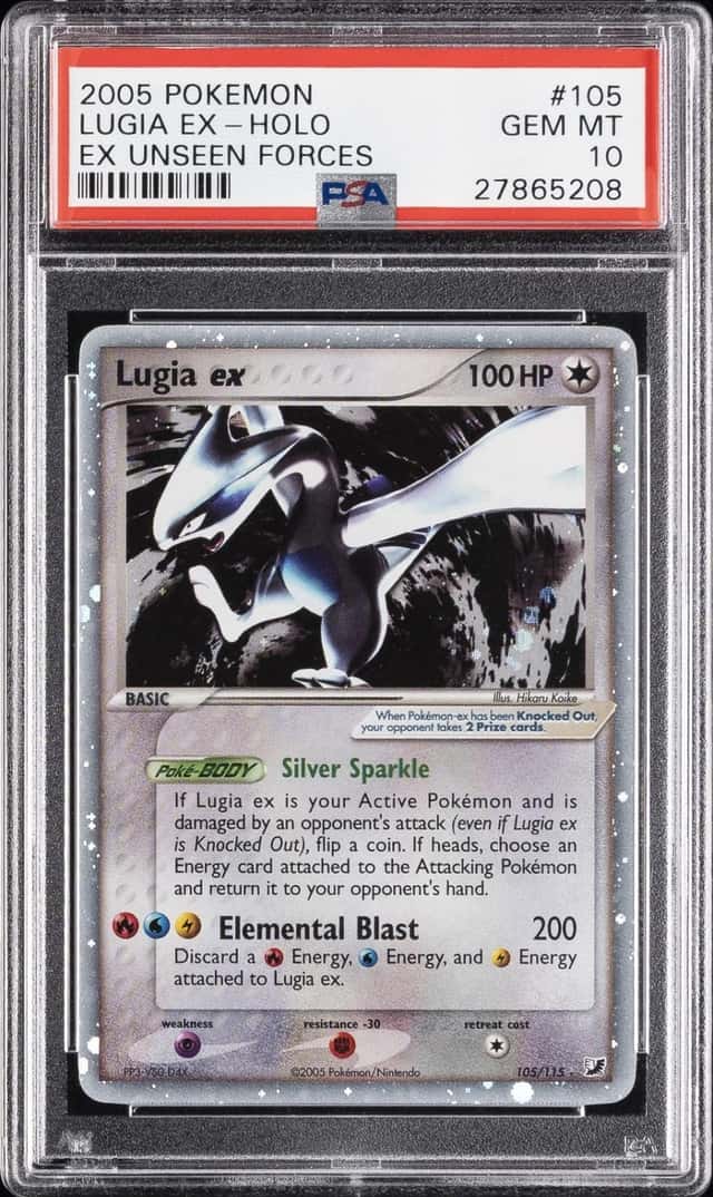 2005 POKEMON EX UNSEEN FORCES #105 LUGIA EX-HOLO PSA 10