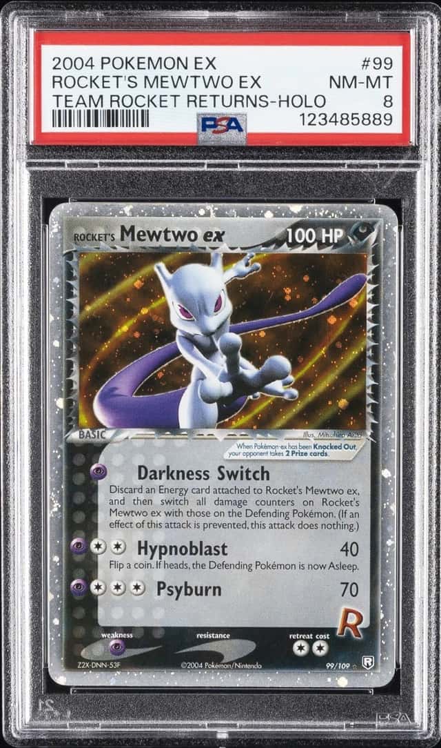 Pokemon Rocket's Mewtwo EX Holo Team Rocket Returns 99/109 PSA 8