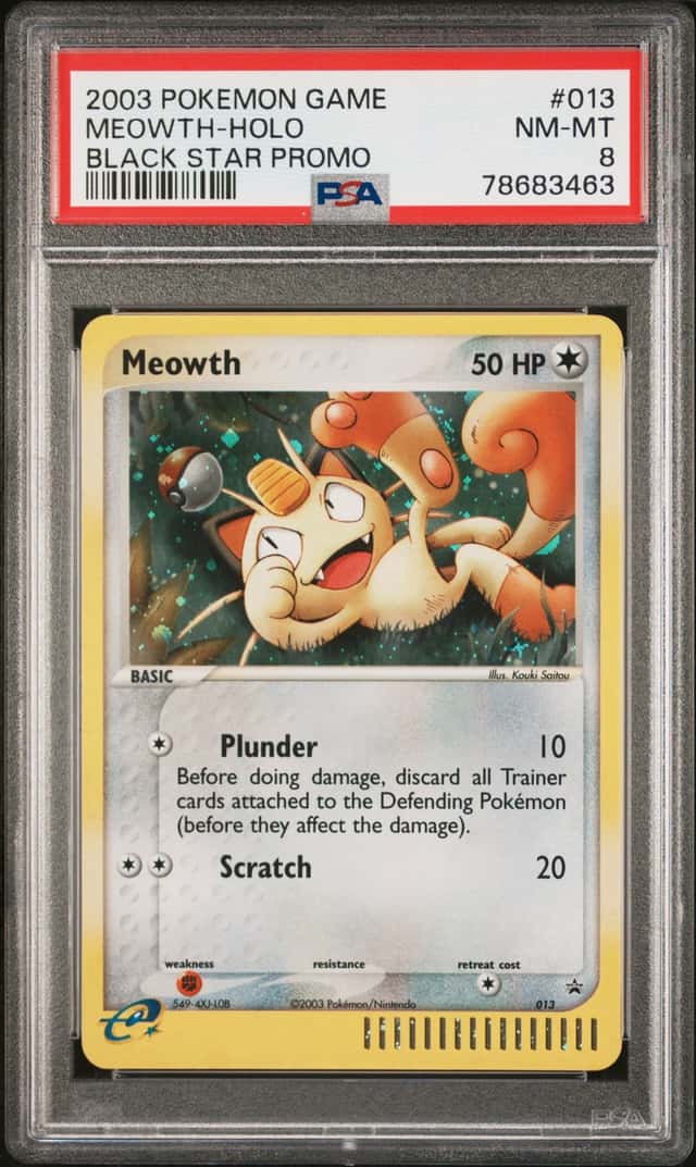 Pokemon TCG Meowth Holo Black Star Promo 013 PSA 8 LOW POP