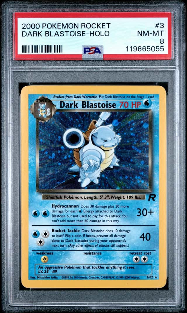Pokemon TGC Dark Blastoise 3/82 PSA 8 Team Rocket Holo Card