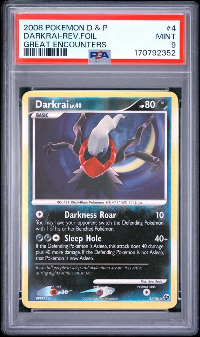 2008 POKEMON DIAMOND & PEARL GREAT ENCOUNTERS #4 DARKRAI-REVERSE FOIL PSA 9