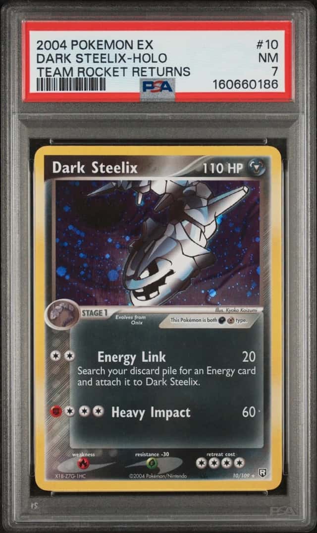 2004 POKEMON EX TEAM ROCKET RETURNS #10 DARK STEELIX-HOLO PSA 7