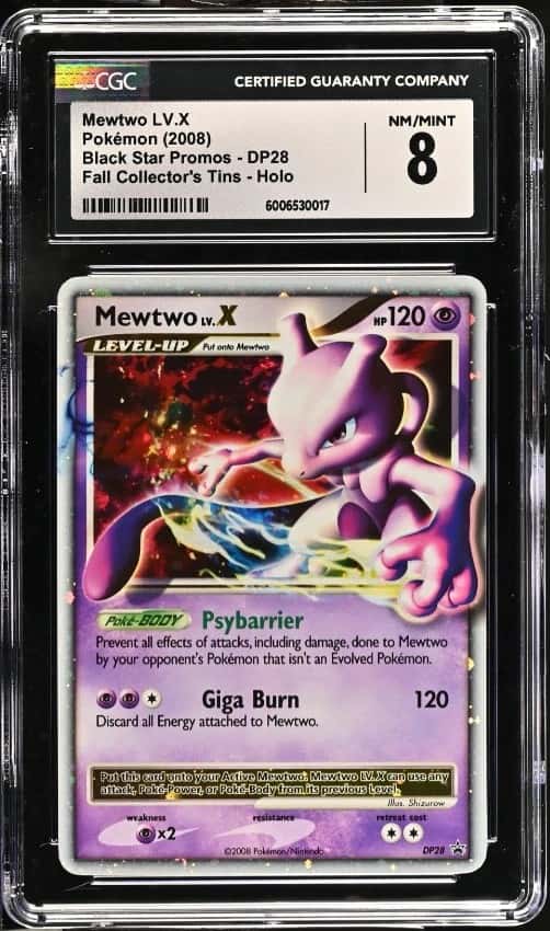 Pokémon Mewtwo LV.X 2008 BSP #DP28 Fall Collector's Tin CGC 8