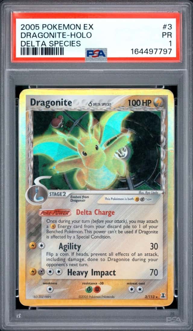 2005 POKEMON EX DELTA SPECIES #3 DRAGONITE-HOLO PSA 1
