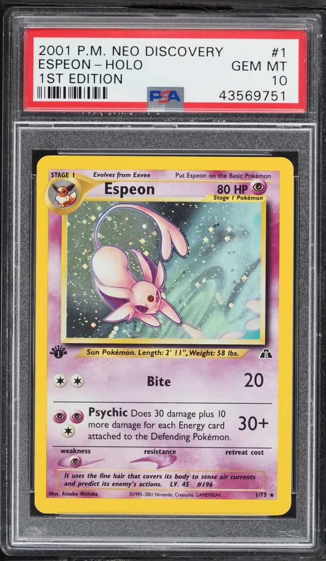 2001 Pokemon Neo Discovery 1st Edition Holo Espeon #1 PSA 10 GEM MINT