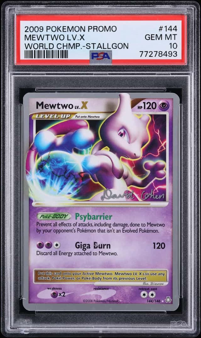 2009 Pokemon Platinum World Championships Promo Stallgon Mewtwo LV.X #144 PSA 10 GEM MINT