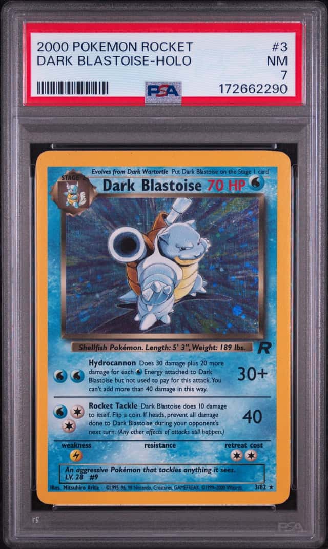 Pokemon Card Team Rocket 2000 Dark Blastoise PSA Grade 7 NM