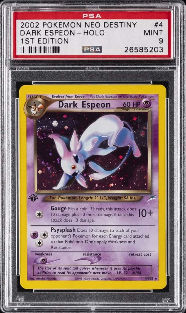 2002 POKEMON NEO DESTINY 1ST EDITION #4 DARK ESPEON-HOLO PSA 9