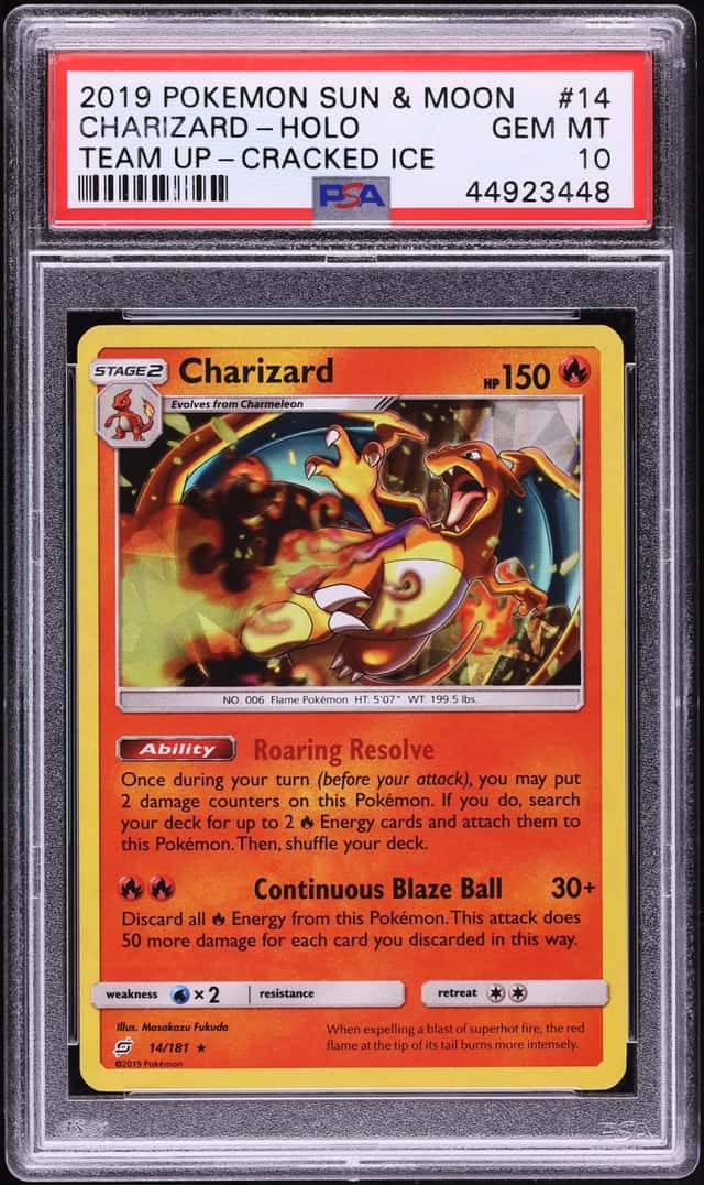 2019 Pokemon Sun & Moon Team Up Cracked Ice Holo Charizard #14 PSA 10 GEM MINT