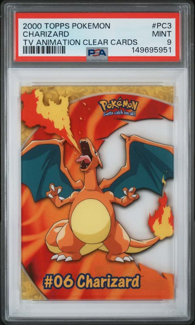 2000 Topps Pokemon TV Animation Clear Card Charizard #PC3 PSA 9 MINT