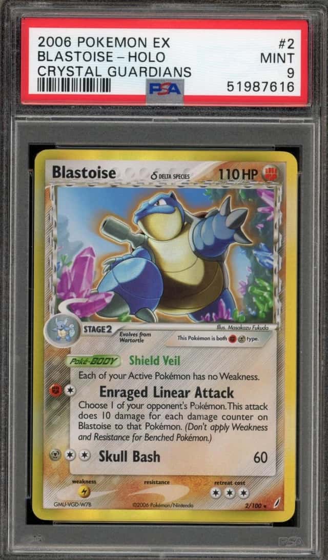 Pokemon Blastoise Holo Crystal Guardians 2/100 PSA 9 Mint