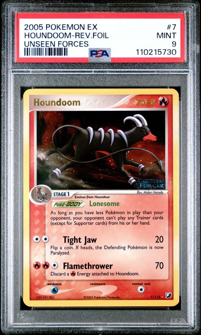 Pokemon Houndoom Reverse Holo Unseen Forces 7/115 PSA 9 Mint