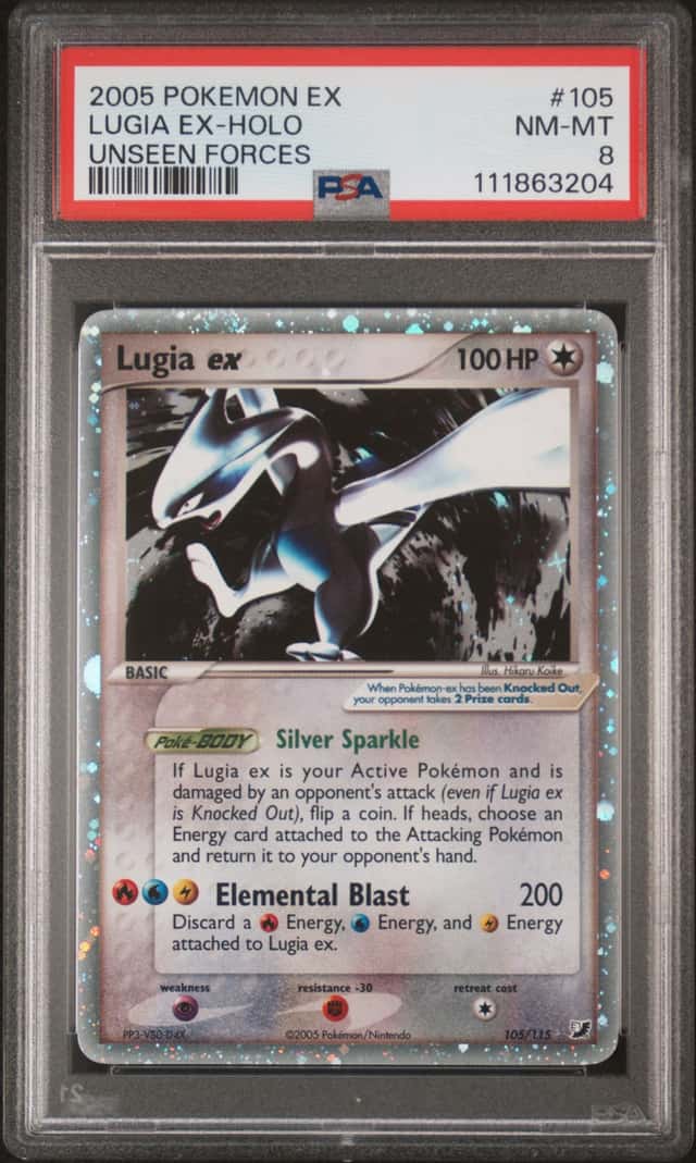 2005 POKEMON EX UNSEEN FORCES #105 LUGIA EX-HOLO PSA 8 NM-MT