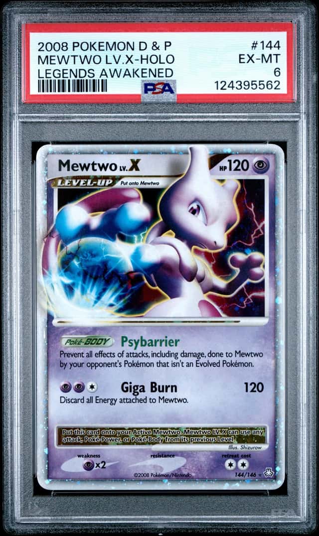 Pokemon Mewtwo LV.X Holo Legends Awakened 144/146 PSA 6