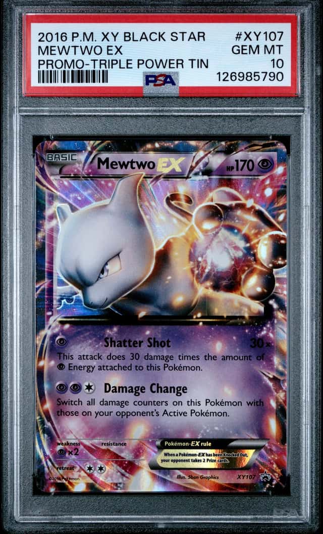 Pokemon Mewtwo EX Black Star Promo XY107 Triple Power Tin PSA 10 Gem Mint