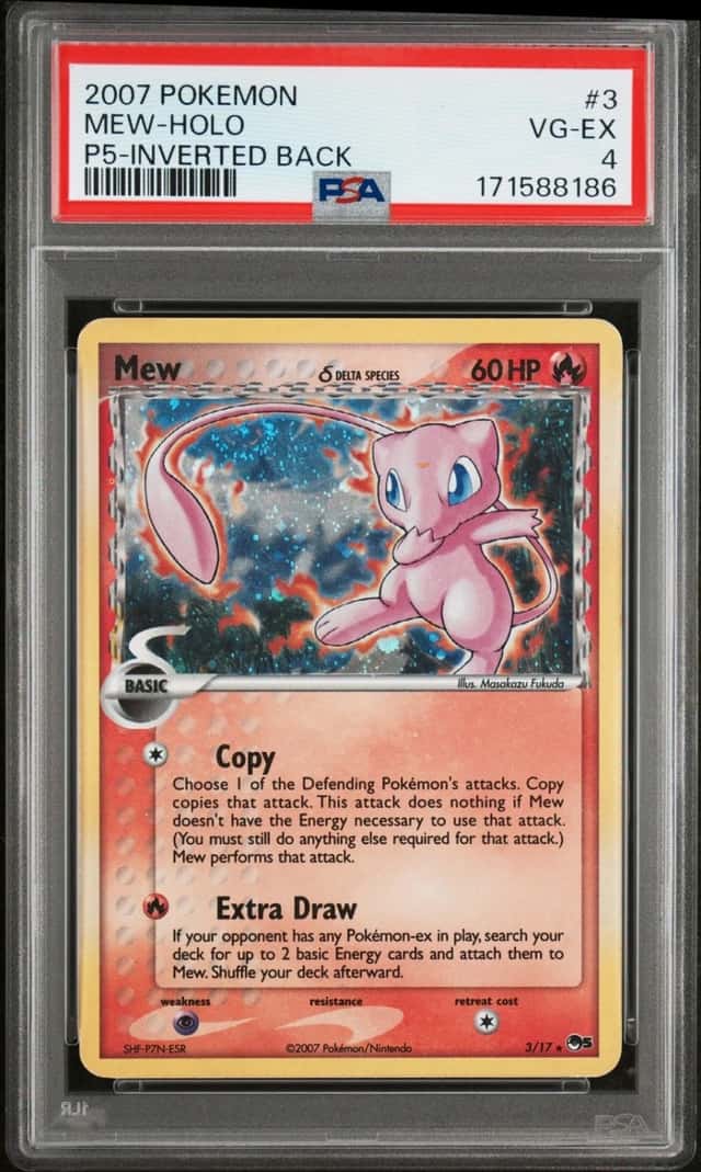 Pokemon Mew Holo Pop Series 5 3/17 Inverted Back PSA 4