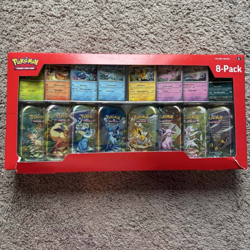 Eevee Evolutions Mini Tin 8 Pack Collection