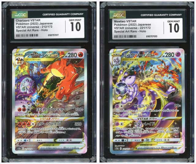 PTCG 宝可梦 2张 CGC 银10分 喷火龙VSTAR & 超梦VSTAR 2022 212&221/172 SAR S12a 天地万物VSTAR 日文