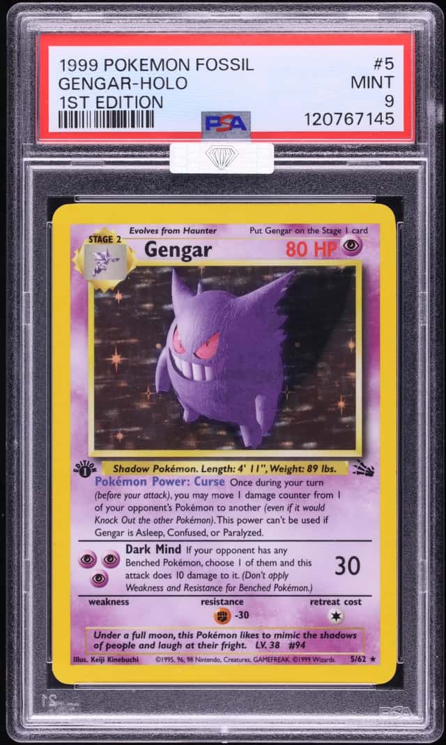 1999 Pokemon Fossil 1st Edition Holo Gengar #5 MBA PSA 9 MINT