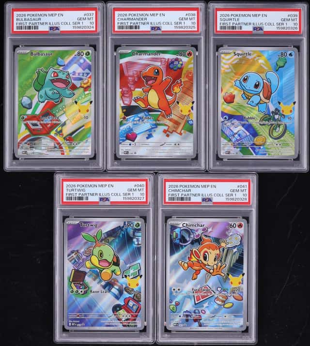 Lot(9) 2026 Pokemon Mega Promo First Partner Illustration S1 Various Pokemon #37-#45 ALL PSA 10