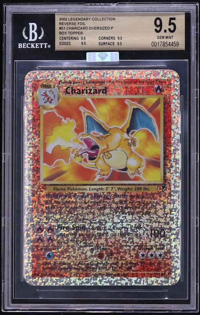 2002 Pokemon Legendary Collection Box Topper Reverse Holo Charizard #S1 MBA BGS 9.5 GEM MINT