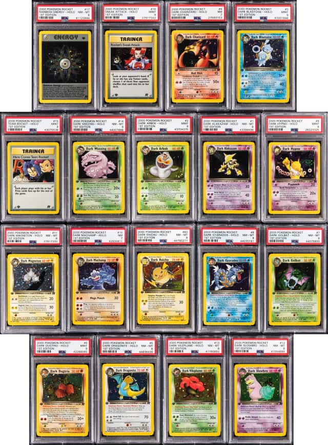 2000 Pokemon Team Rocket 1st Edition Complete Set (83) - Including (21) PSA-Graded Examples - Featuring Holo Dark Charizard, Dark Blastoise, Dark Dragonite Cards