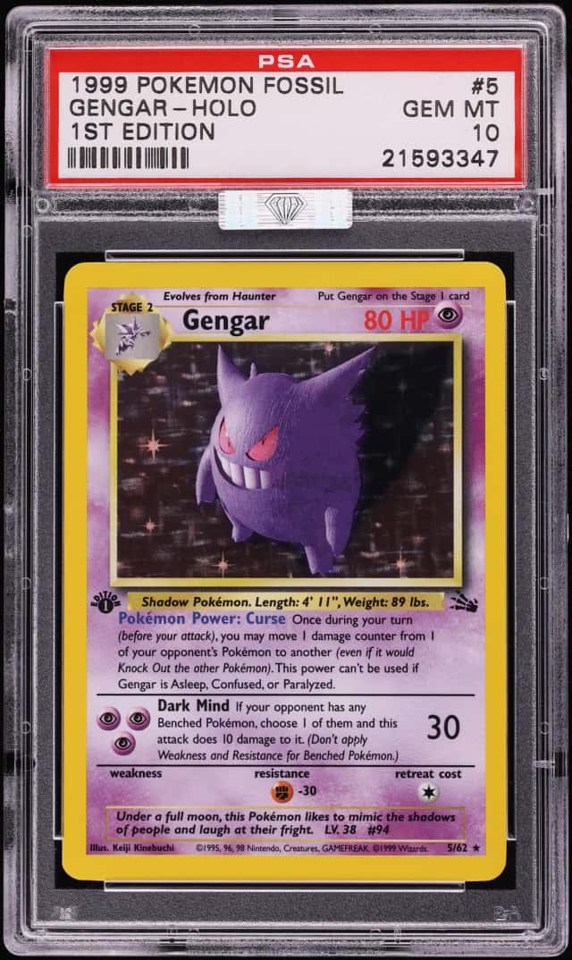 1999 Pokemon Fossil 1st Edition Holo Gengar #5 MBA PSA 10 GEM MINT